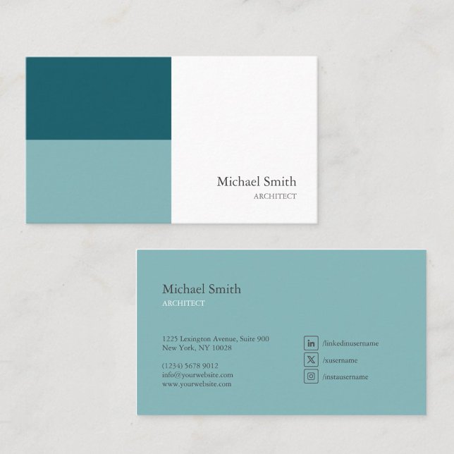 minimalist elegant turquoise geometric blocks business card (Creator Uploaded)