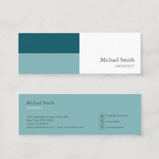minimalist elegant turquoise geometric blocks mini business card