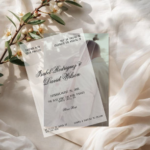 Minimalist Elegant Typography Classic Wedding Vellum Invitations