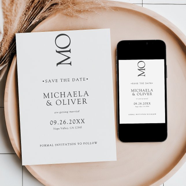 Minimalist Elegant Typography Monogram Wedding Save The Date (Creator Uploaded)