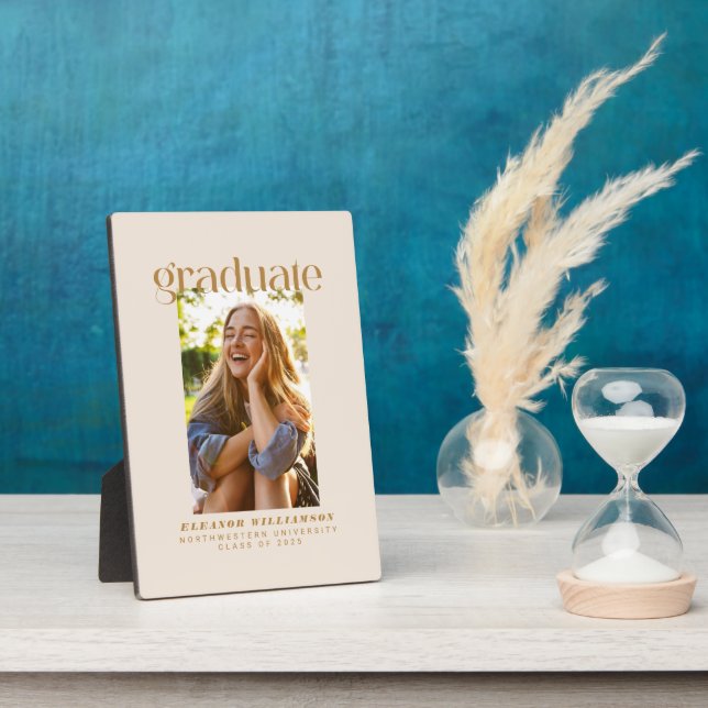 Minimalist Elegant Typography Photo Graduation Plaque (Side)