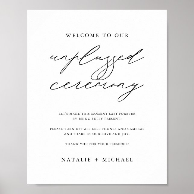 Minimalist Elegant Unplugged Wedding Ceremony Sign (Front)