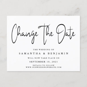 Minimalist Elegant Wedding Change The Date Announcement Postcard