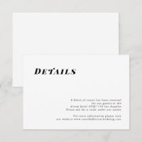 Minimalist Elegant Wedding Details card