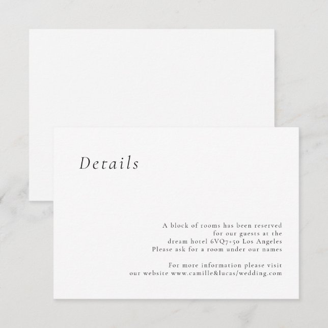 Minimalist Elegant Wedding Details card (Front/Back)