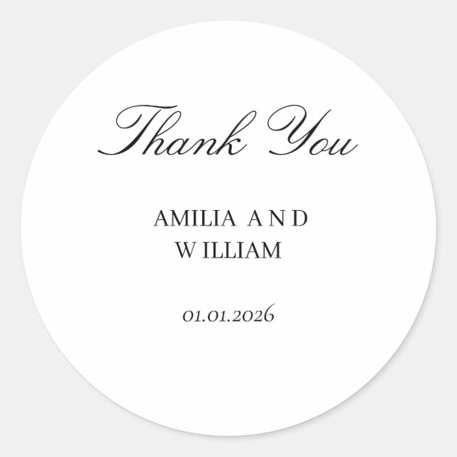 Minimalist Elegant Wedding Envelope Sticker (Front)