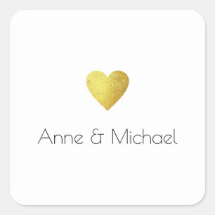 minimalist elegant wedding heart on white  square sticker