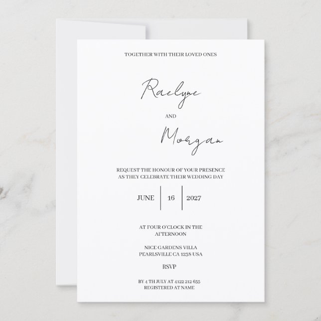 Minimalist Elegant Wedding Invitation  (Front)