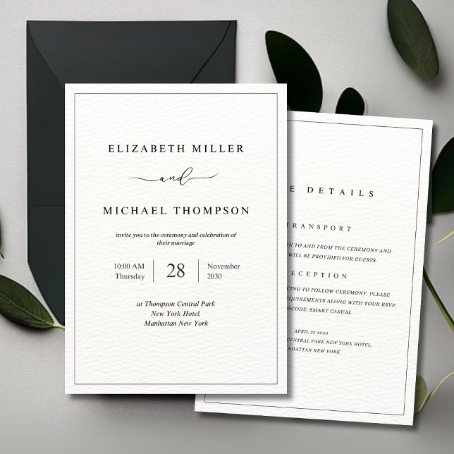 Minimalist Elegant Wedding invite, Modern Monogram Invitation (Creator Uploaded)