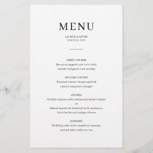 Minimalist Elegant Wedding menu card