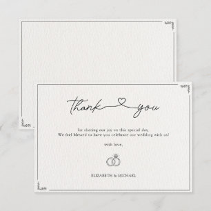 Minimalist Elegant Wedding Modern Monogram  Thank You Card