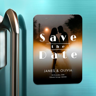Minimalist elegant wedding photo save the date magnet
