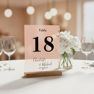 Minimalist Elegant Wedding Table Number