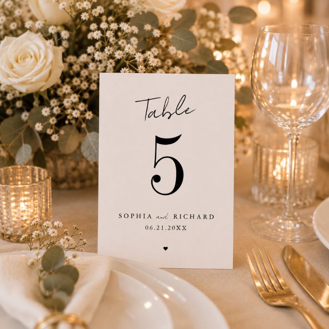 Minimalist Elegant Wedding Table Number Card (Creator Uploaded)