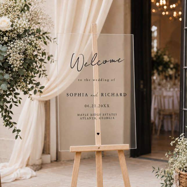 Minimalist Elegant Wedding Welcome Acrylic Sign (Creator Uploaded)