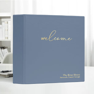 Minimalist Elegant Welcome Guest Book Blue Binder