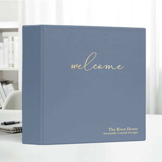 Minimalist Elegant Welcome Guest Book Blue Binder (Creator Uploaded)