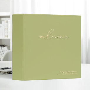 Minimalist Elegant Welcome Guest Book Green Binder