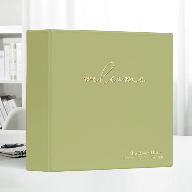 Minimalist Elegant Welcome Guest Book Green Binder (Creator Uploaded)