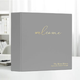 Minimalist Elegant Welcome Guest Book Grey Binder