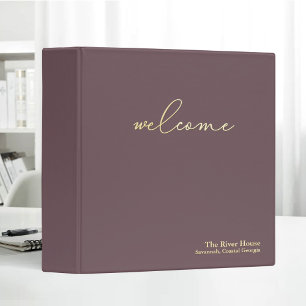 Minimalist Elegant Welcome Guest Book Purple Binder