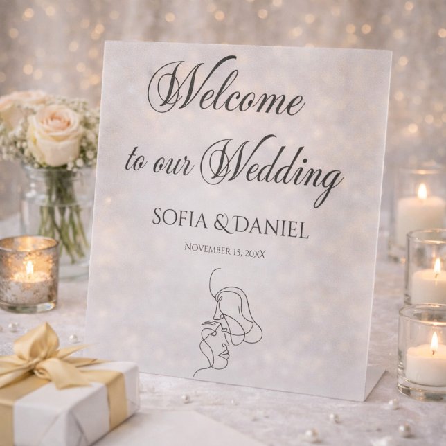 Minimalist  Elegant Welcome to Our Wedding Pedestal Sign (Creator Uploaded)