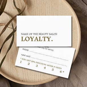 Minimalist Elegant White Antique Gold Salon Loyalty Card