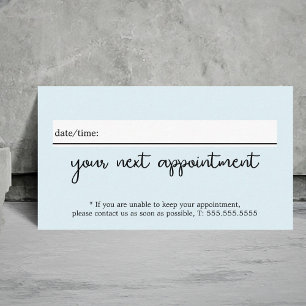 Minimalist Elegant White Blue Beauty Appointment Card