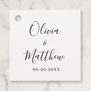 Minimalist Elegant White Classic Wedding Favour Tags