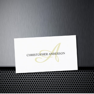 Minimalist Elegant White Consultant Monogram Business Card