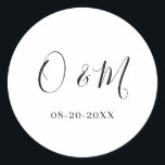 Minimalist Elegant White Monogram Classic Wedding Classic Round Sticker<br><div class="desc">Easily personalize by replacing each info. Make sure to check the preview before adding to cart. View the collection link on this page to see all of the matching items in this design.</div>
