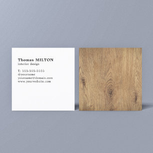 Minimalist Elegant Wooden White Interior Designer Square Business Card