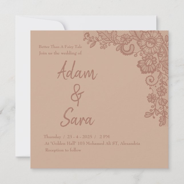Minimalist Elegent Lace wedding invitation  (Front)