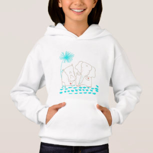 Minimalist Elephant and Hippo - Aqua and White