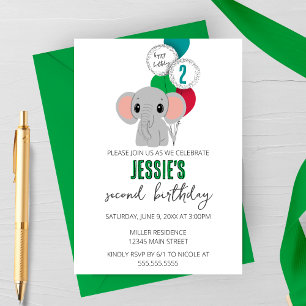 Minimalist Elephant Birthday Party Invitatoin Invitation