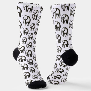 Minimalist Elephant – Bold Ink Animal Design on Socks