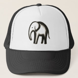 Minimalist Elephant – Bold Ink Animal Design on Trucker Hat