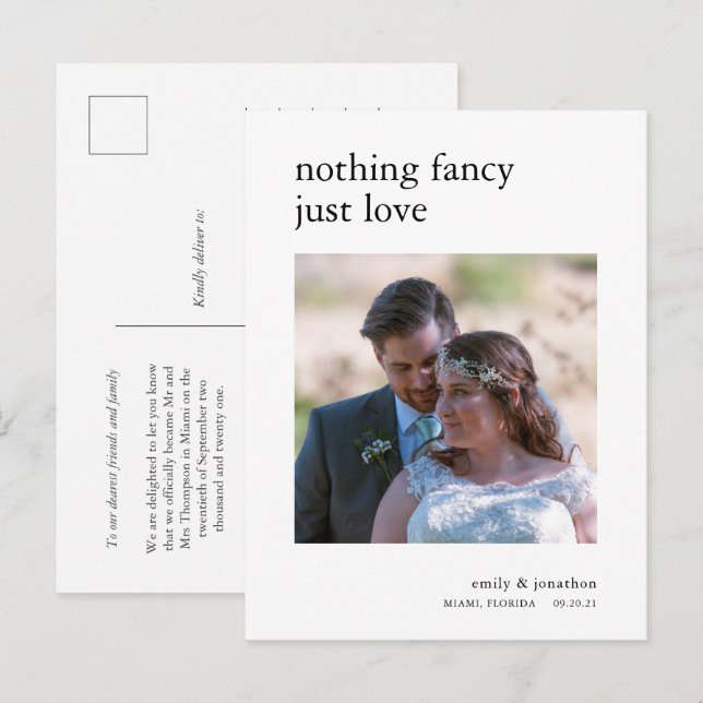 Minimalist elopement Announcement Photo (Front/Back)