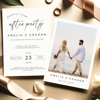 Minimalist Elopement Reception Invitation, Happily Invitation