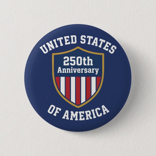 Minimalist Emblem United States 250th Anniversary 2 Inch Round Button (Front)