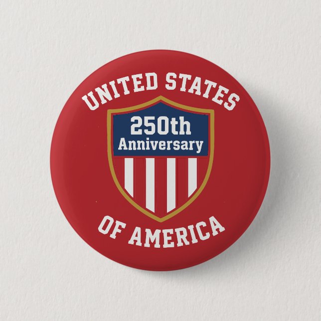 Minimalist Emblem United States 250th Anniversary 2 Inch Round Button (Front)