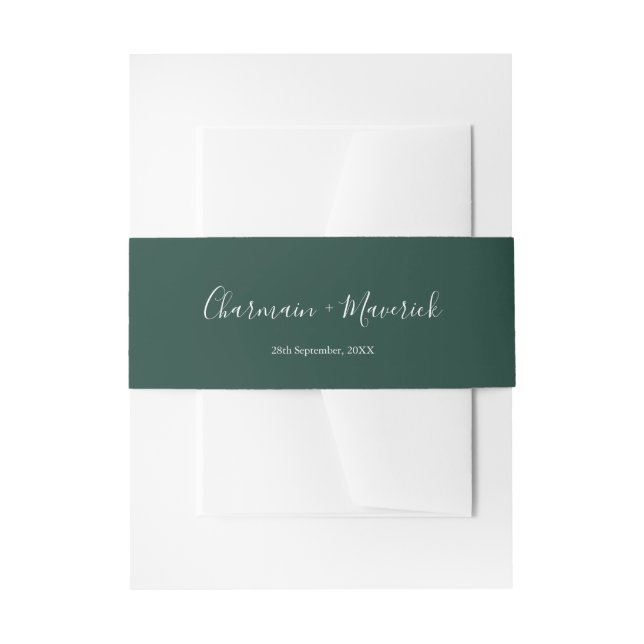 Minimalist Emerald Emerald Green Wedding Invitation Belly Band (Front Example)