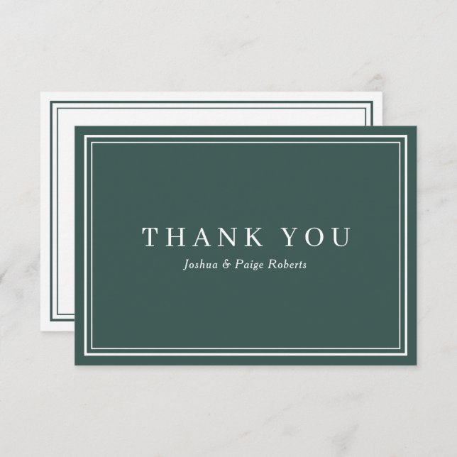 Minimalist Emerald Green Elegant Custom Thank You (Front/Back)