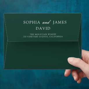 Minimalist Emerald Green Elegant Wedding Envelope