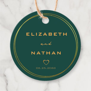 Minimalist Emerald Green & Gold Wedding Favour Tags