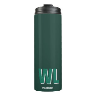 Minimalist Emerald Green Personalized Monogram  Thermal Tumbler