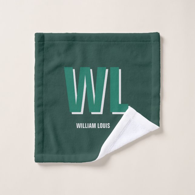 Minimalist Emerald Green Personalized Monogram  Wash Cloth (Wash Cloth)