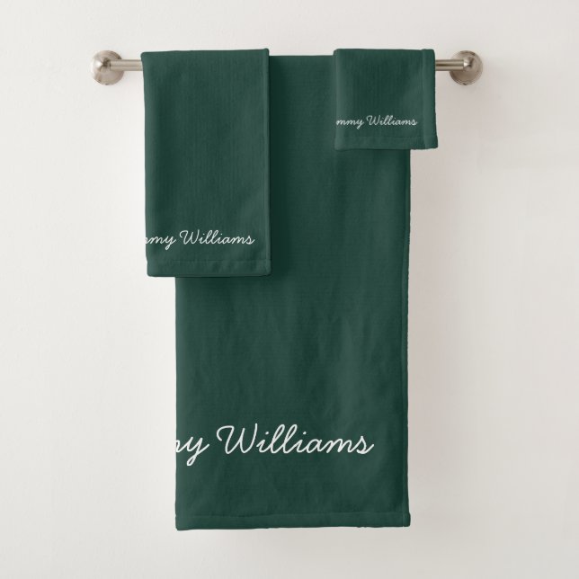Minimalist Emerald Green Professional Simple Bath Towel Set (Insitu)