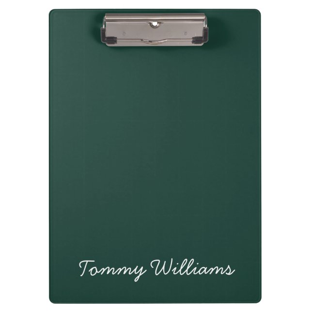 Minimalist Emerald Green Professional Simple Clipboard (Front)