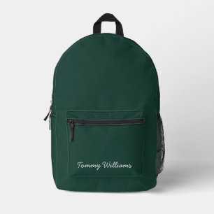 Minimalist Emerald Green Professional Simple Printed Backpack